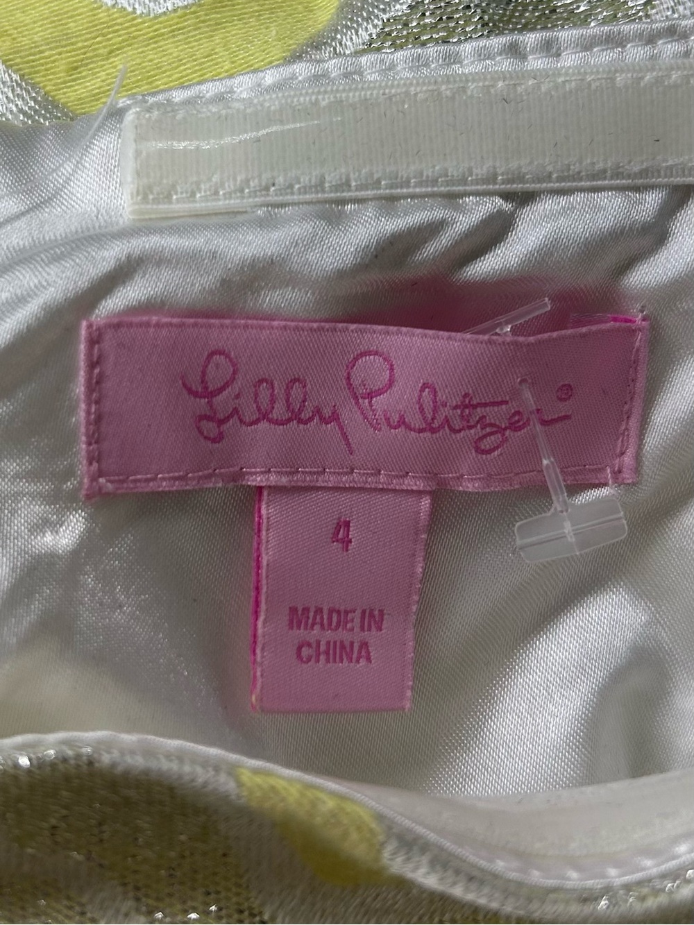 Lilly Pulitzer Yellow and Silver Strapless Jacquard Dress Size 4 - Picture 5 of 8